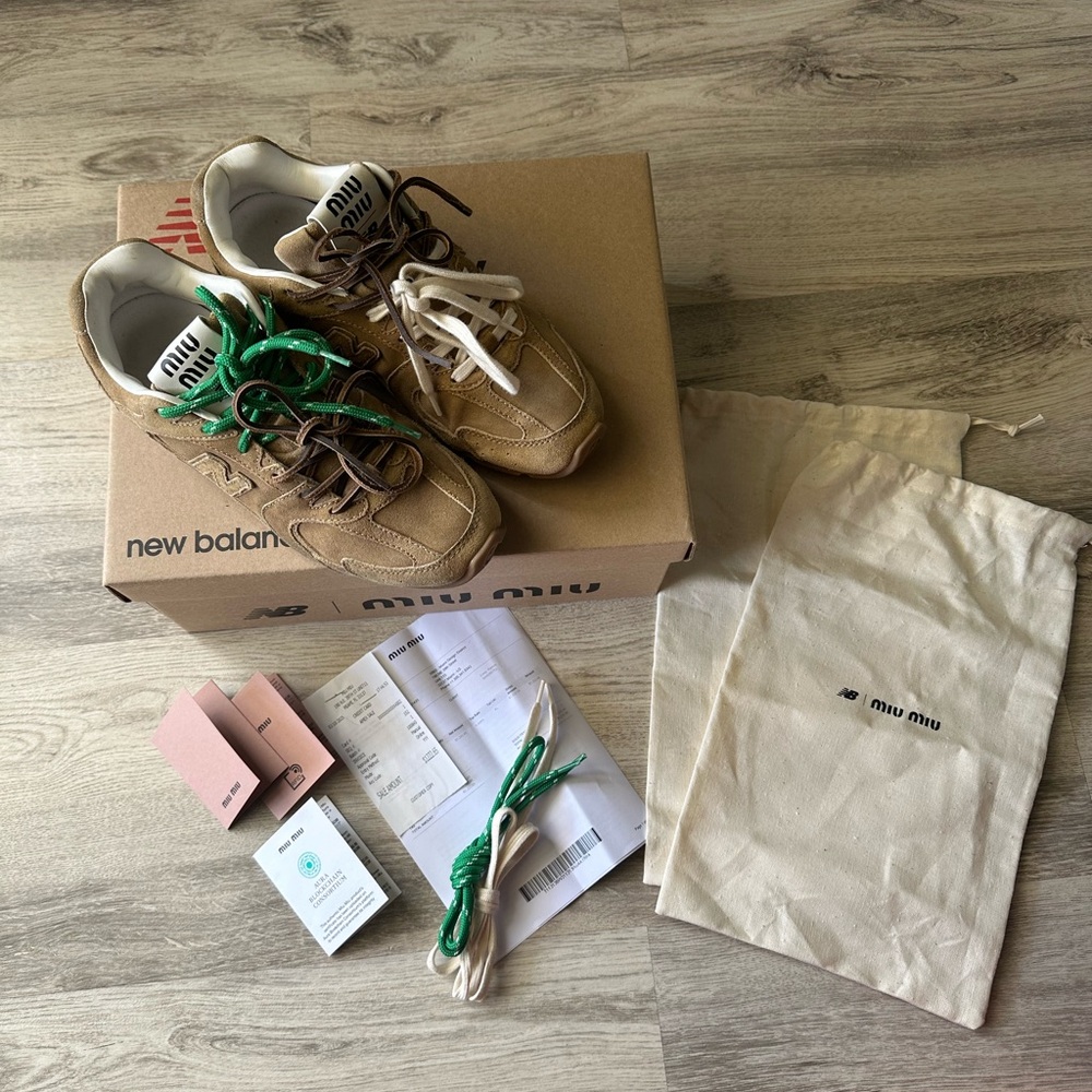 New Balance X Miu Miu 530 SL suede sneakers ECRU